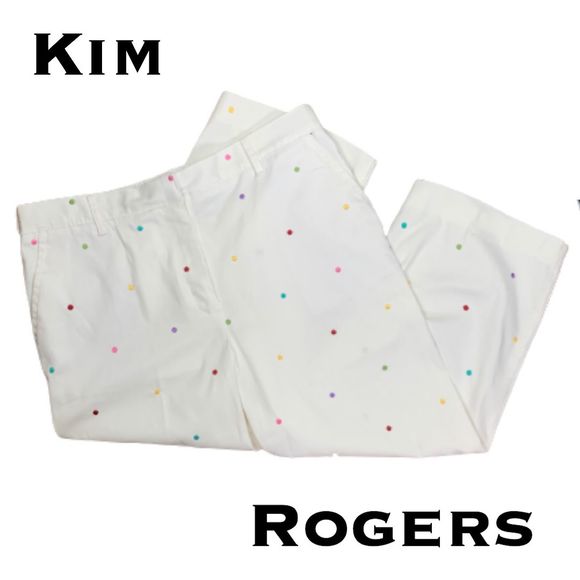 Kim Rogers Pants - Kim Rogers Polka Dot Cropped Pants NWOT Size 14